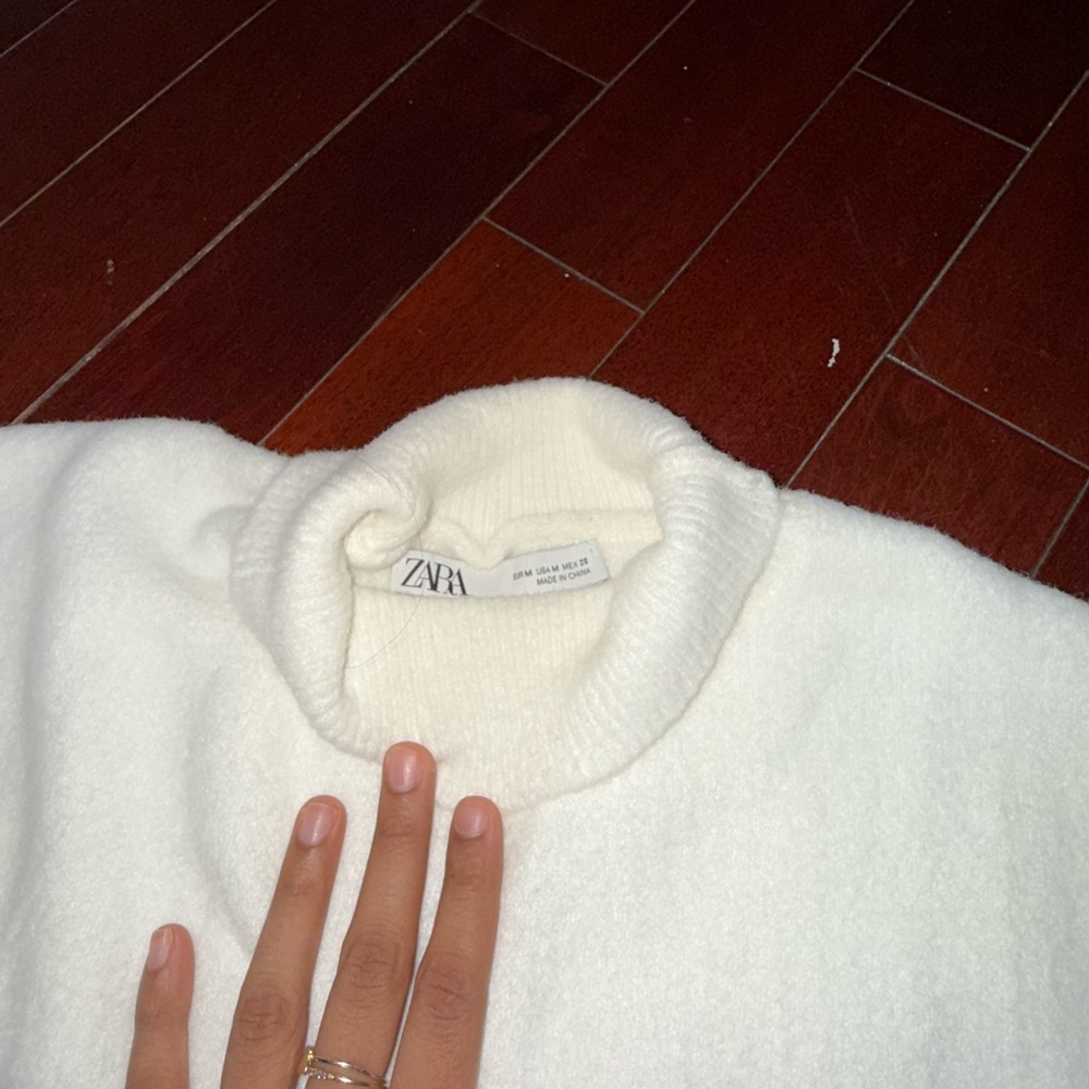 Zara White Cowl Neck Sweater Soft Knit